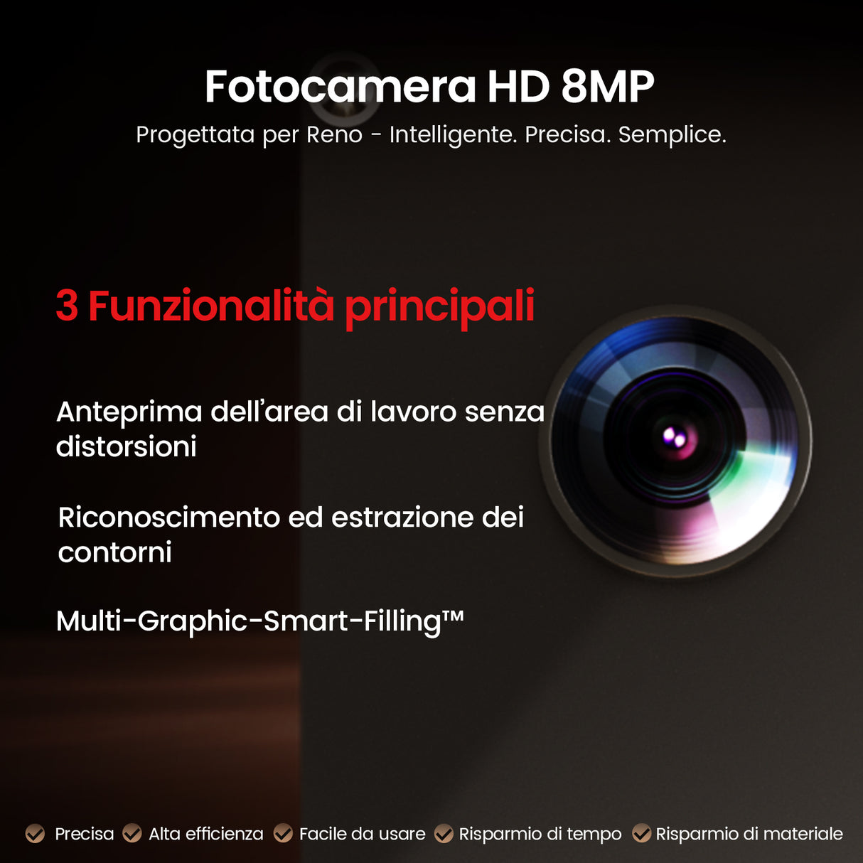 Monport Reno45 Pro Vision 45W Incisore e Cutter CO2 da Scrivania (16" X 12") con Fotocamera HD da 8MP e Messa a Fuoco Automatica Assistita Magneticamente