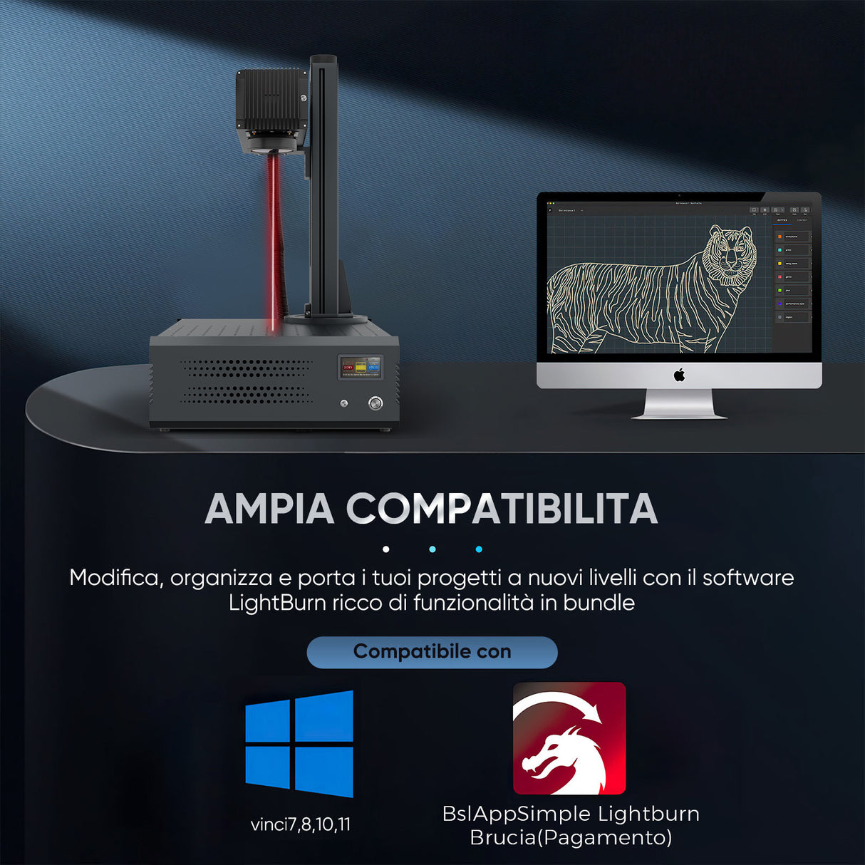 Monport GA migliora la macchina di incisione e di marker con un laser a fibre ottiche MOPA integrato a 100W con connessioni automatiche