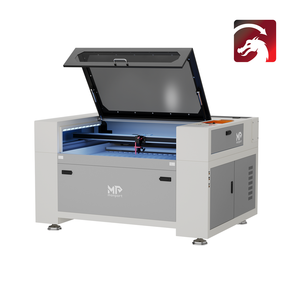 Monport Effi 10S versione aggiornata Macchina per incisione e taglio laser CO2 da 100W con funzione di messa a fuoco automatica e refrigeratore d'acqua integrato