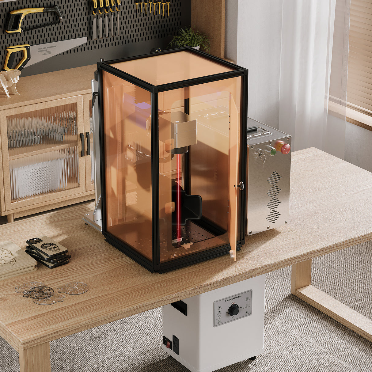 Contenitore per incisore laser Monport per laser a fibra GQ e GPro (con interruttore di protezione della porta)