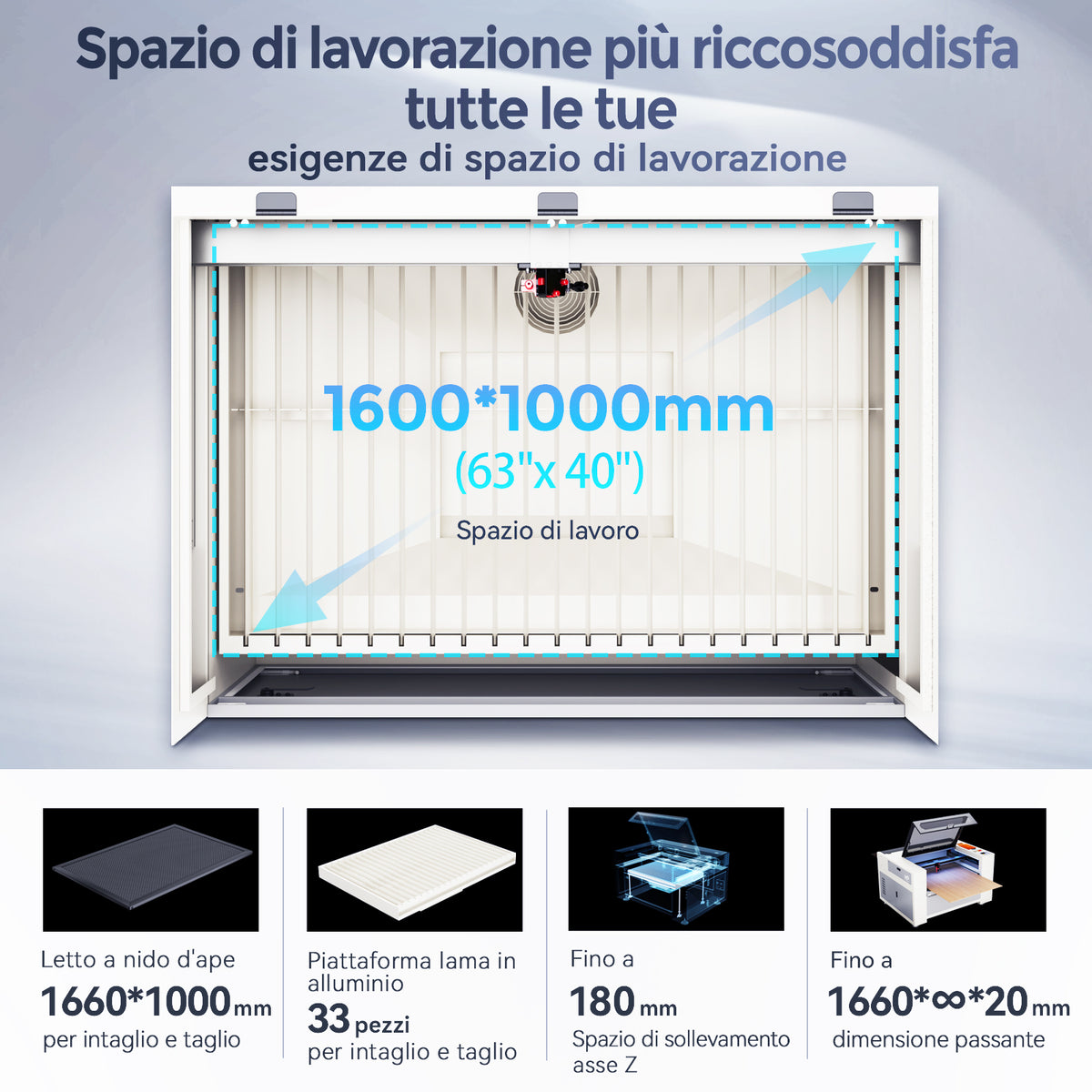 Incisore e tagliatrice laser CO2 Monport Effi 16S 150W aggiornato con messa a fuoco automatica e raffreddamento ad acqua integrato