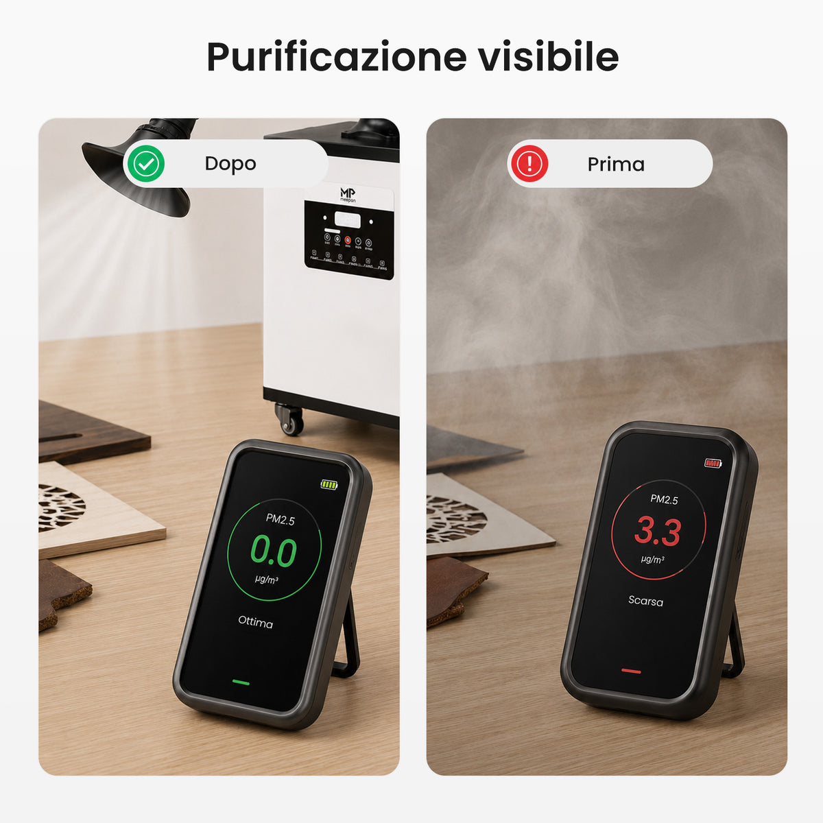 Monport Aspiratore fumi laser 260W con sistema di filtrazione a 4 stadi – Per macchine incisori laser CO₂ e a fibra