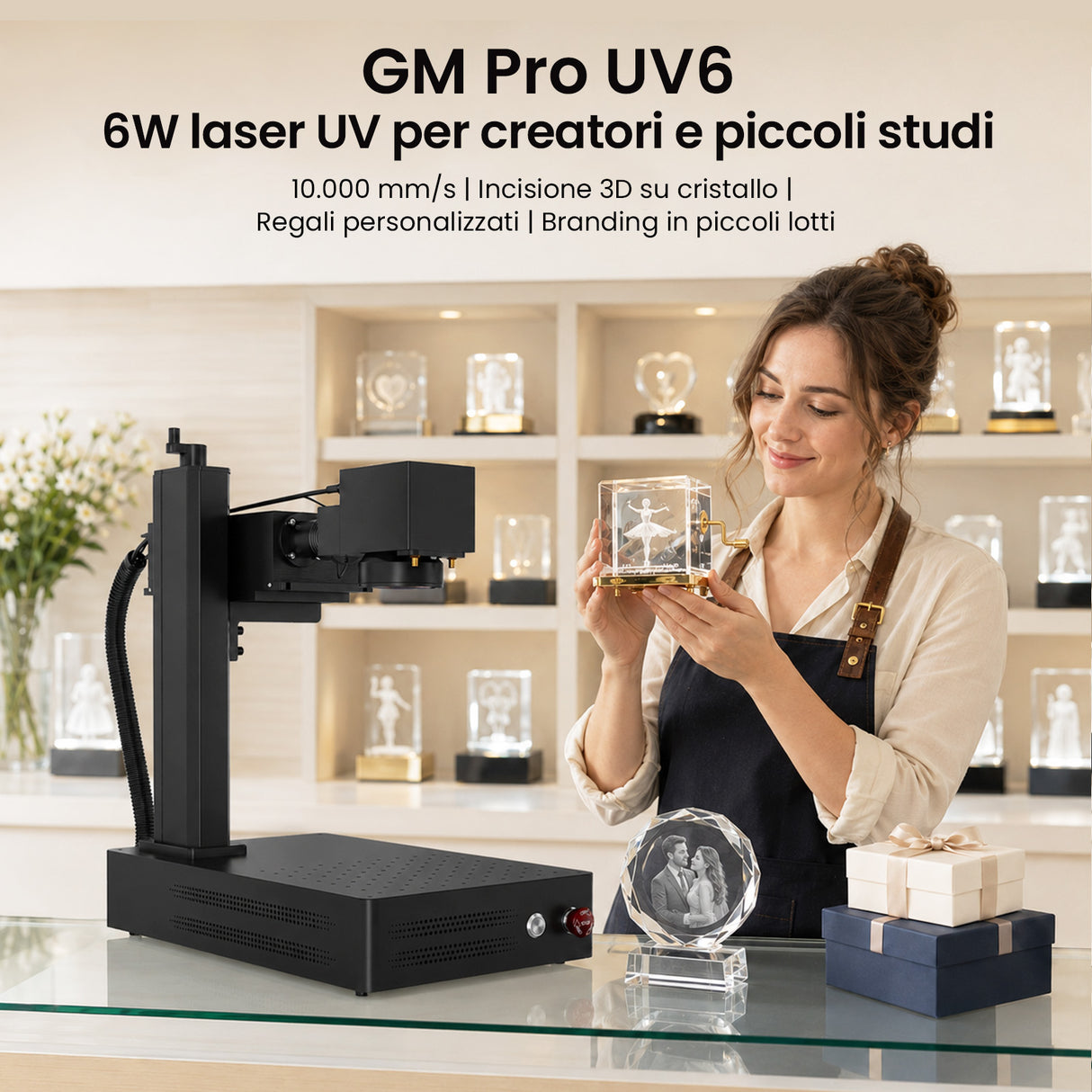 Monport UV Pro 10W Laser UV per incisione e marcatura | Incisione interna 3D su cristallo
