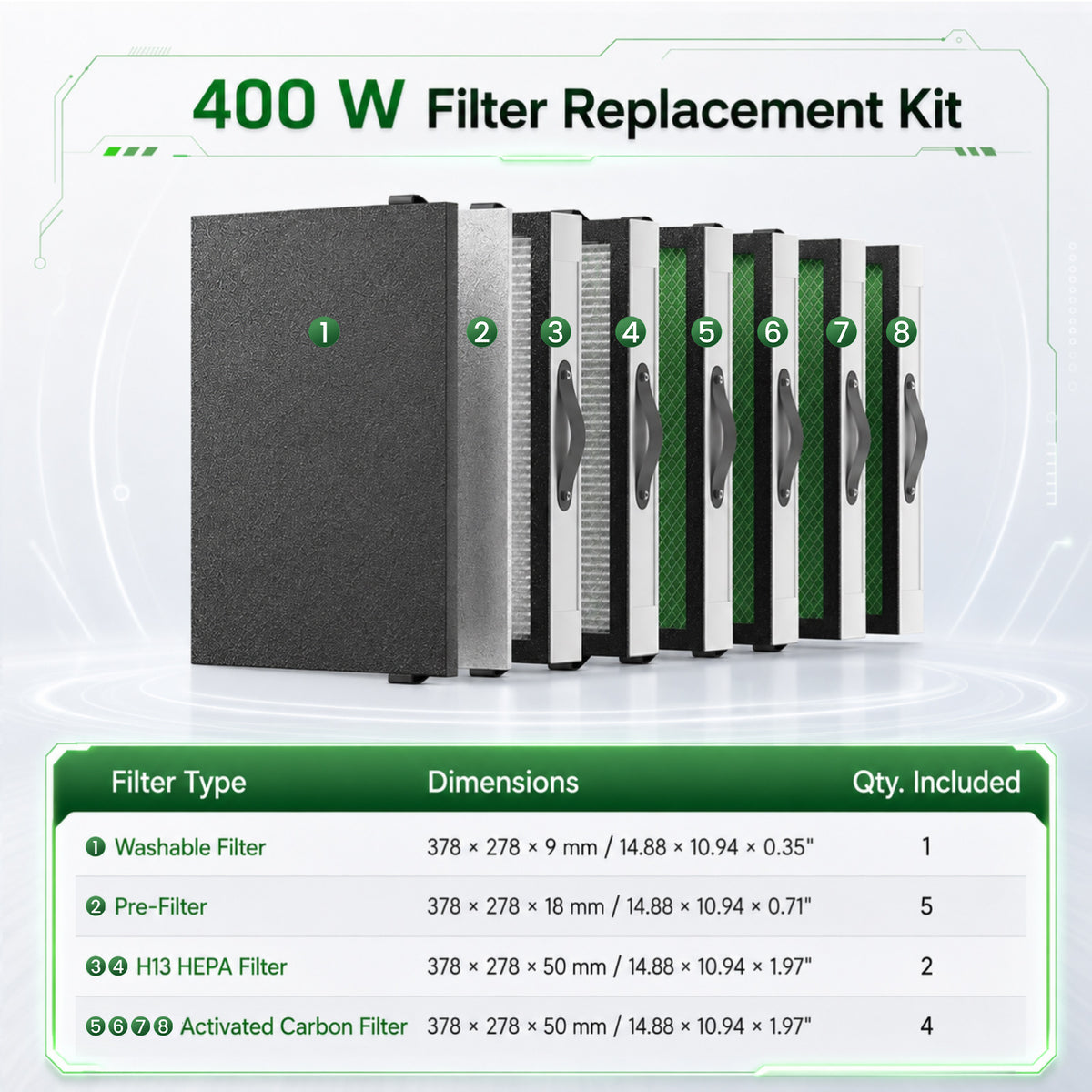 Monport Set di cartucce filtranti per purificatore di fumo