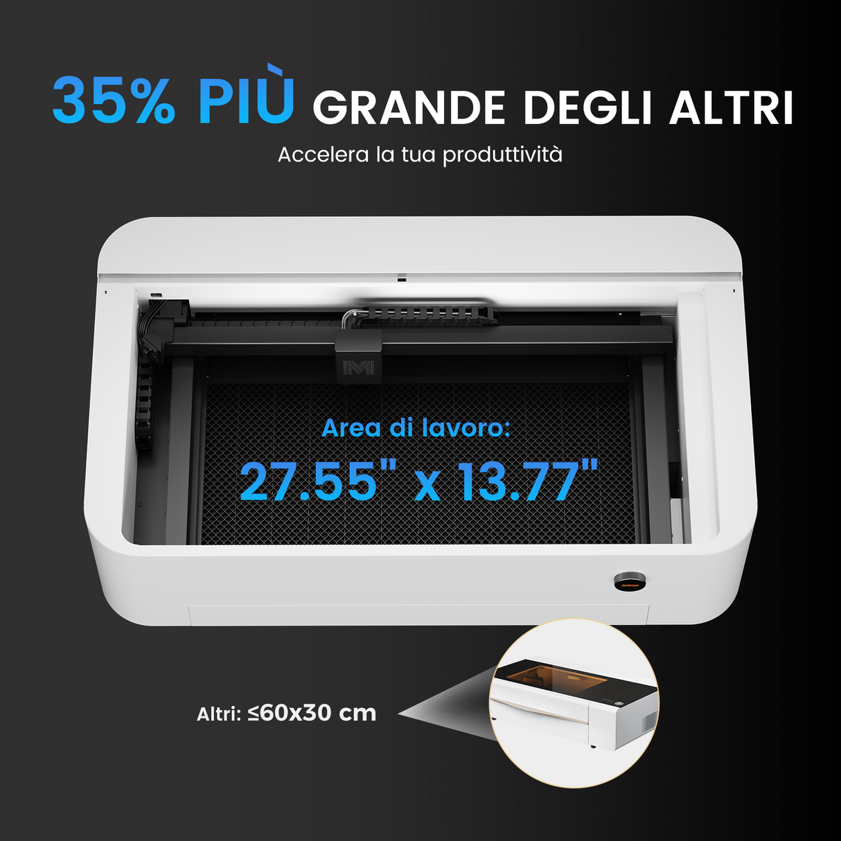 Monport Mega Lite: 70W Incisore da Scrivania con Lightburn Core – Potenza e Precisione