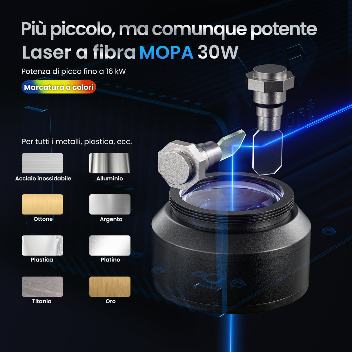 Monport GM 30W Incisore e marcatore laser in fibra MOPA integrato