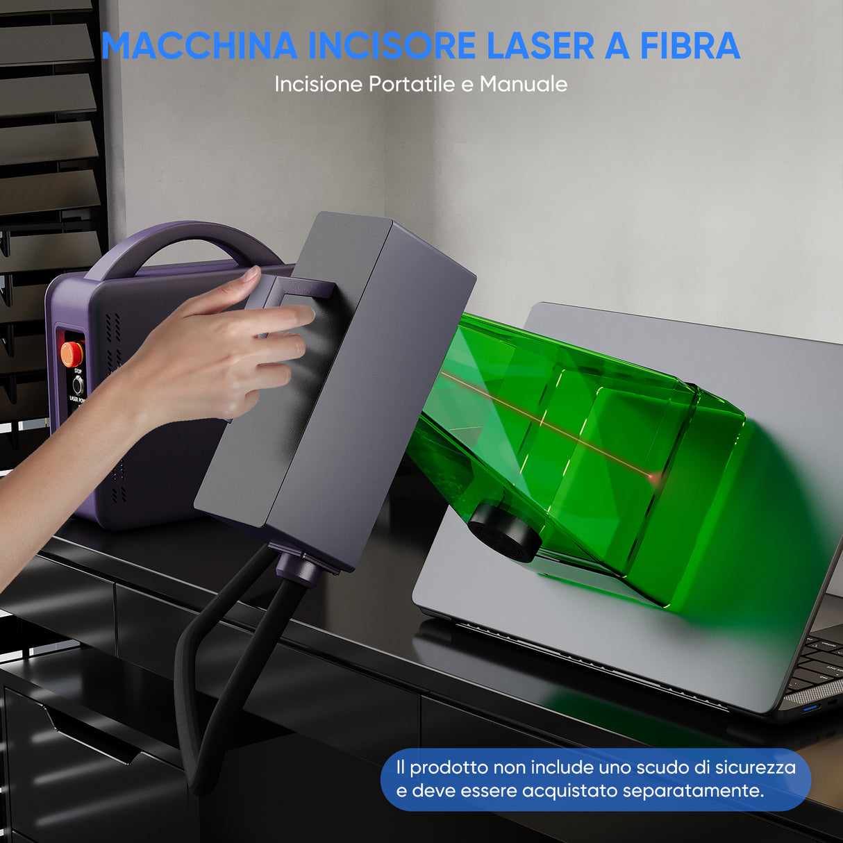 Monport 20W Portable Mini Fiber Laser Engraver per la marcatura a colori del metallo