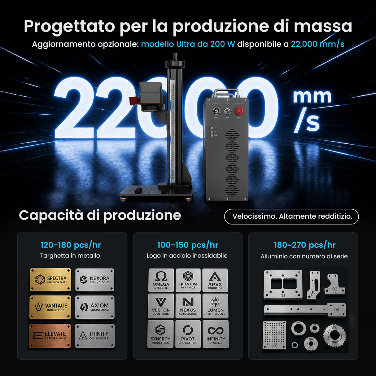 Monport GPro Vision 200W Laser per incisione e marcatura in fibra MOPA Split con Visione Intelligente 16MP e Messa a fuoco automatica