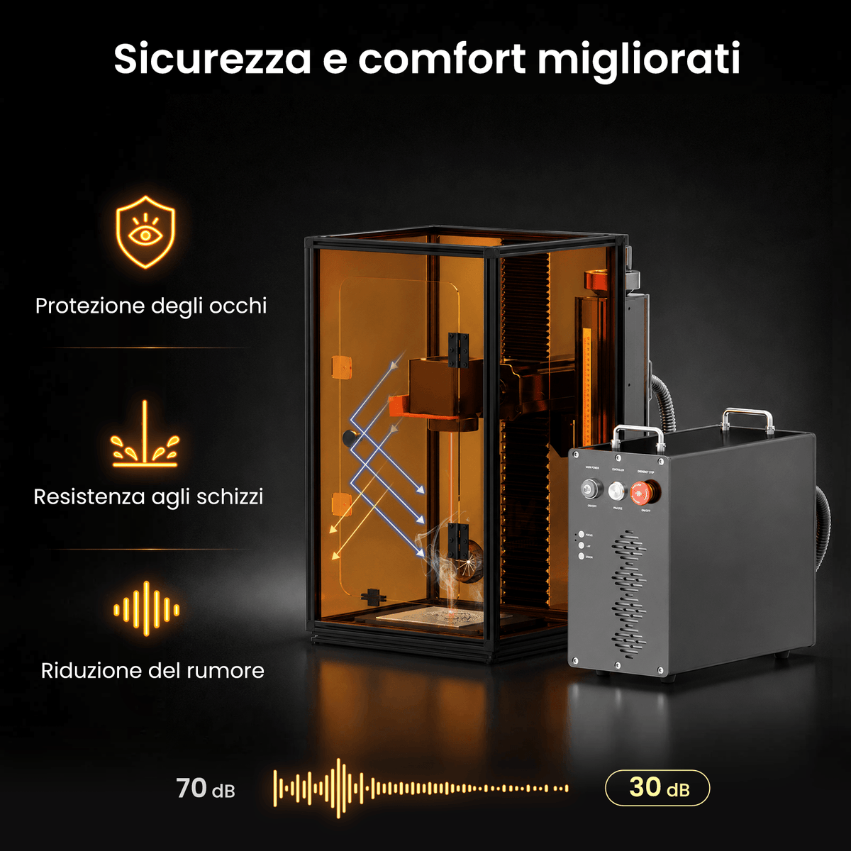 Contenitore per incisore laser Monport per laser a fibra GT e GPro (con interruttore di protezione della porta)