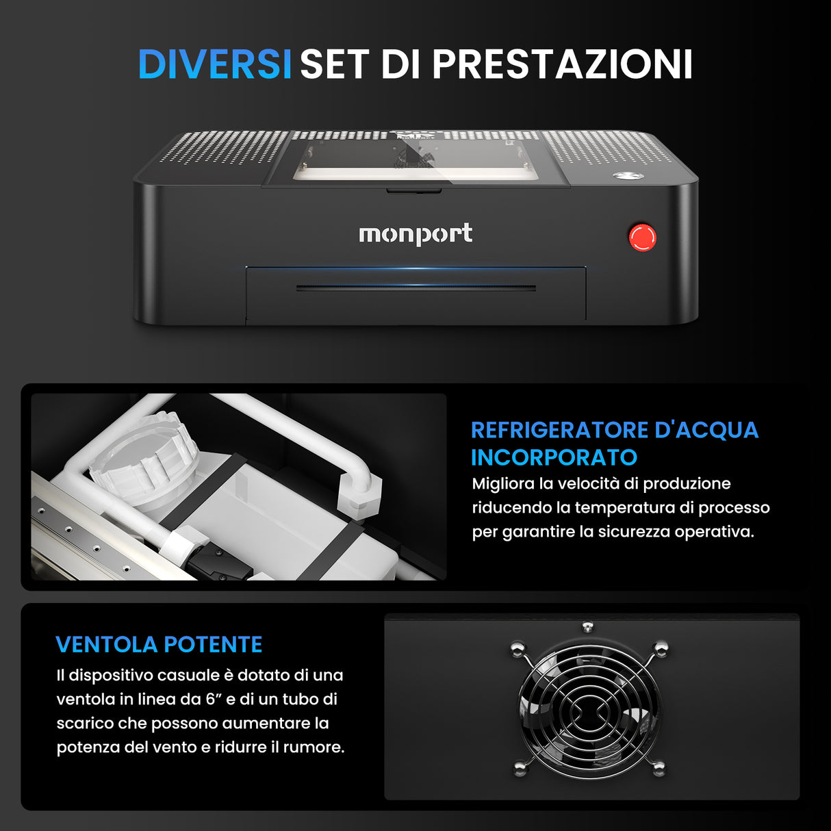La macchina da intaglio a laser multifunzione MONPORT ONYX 55W (460mm* 280 mm)