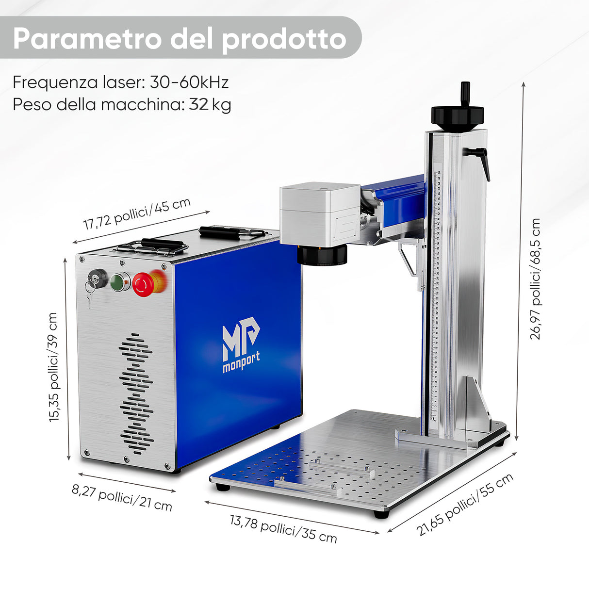 Macchina per incisione e marker laser a fibre ottiche Monport 30W(5.9 "x 5.9")