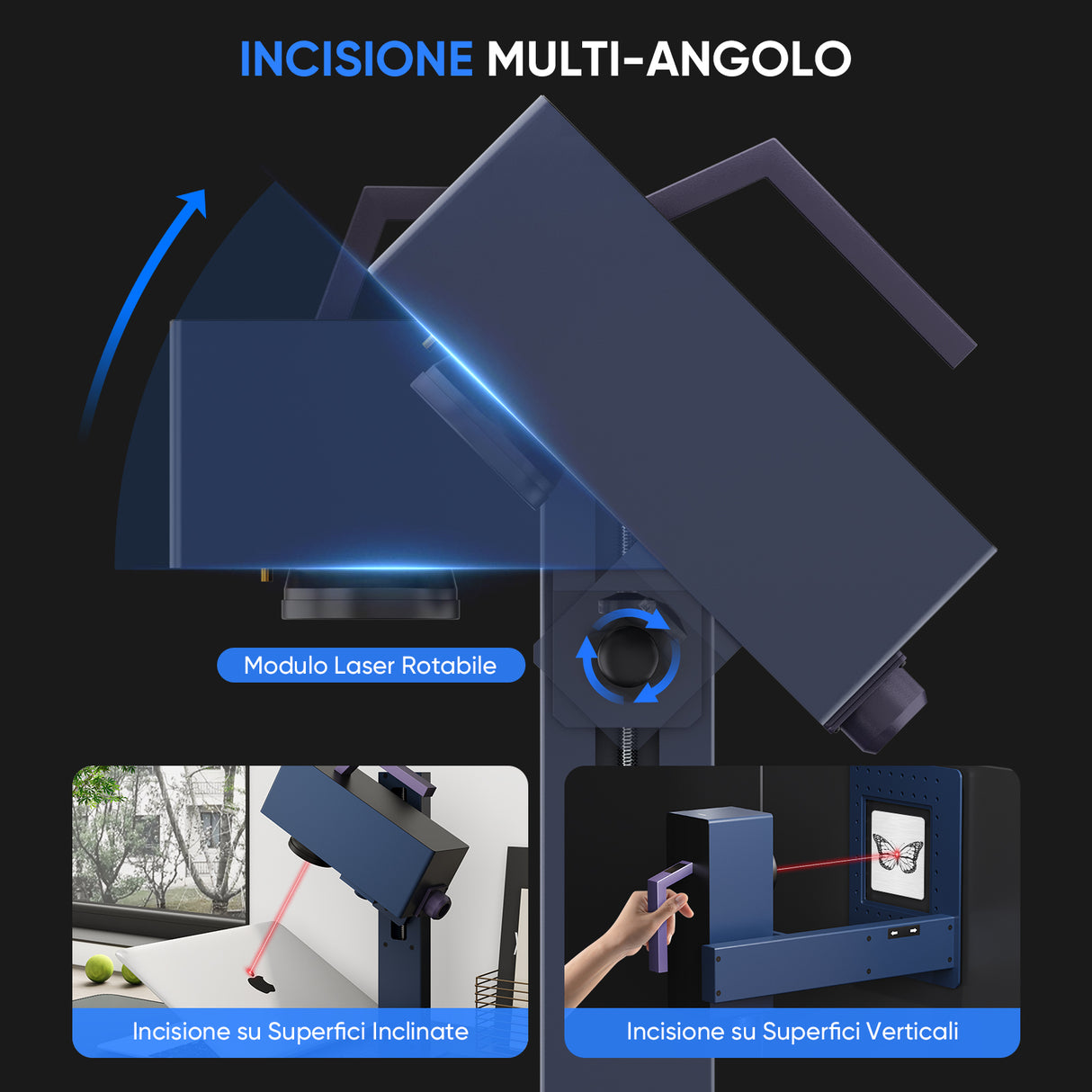 Monport 20W Portable Mini Fiber Laser Engraver per la marcatura a colori del metallo