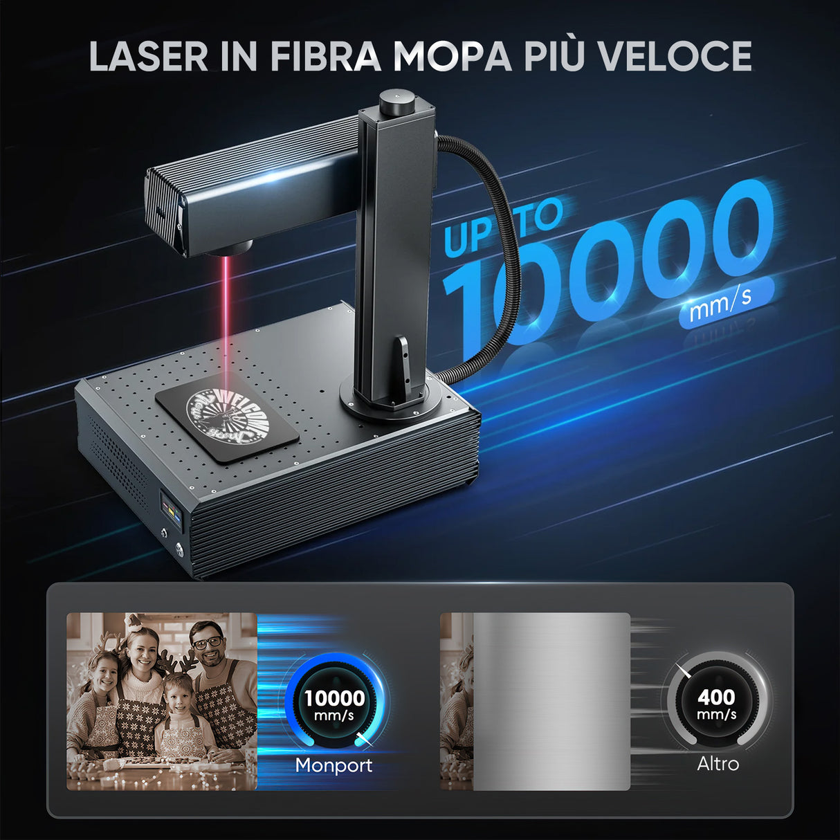 Monport GA migliora la macchina di incisione e di marker con un laser a fibre ottiche MOPA integrato a 100W con connessioni automatiche