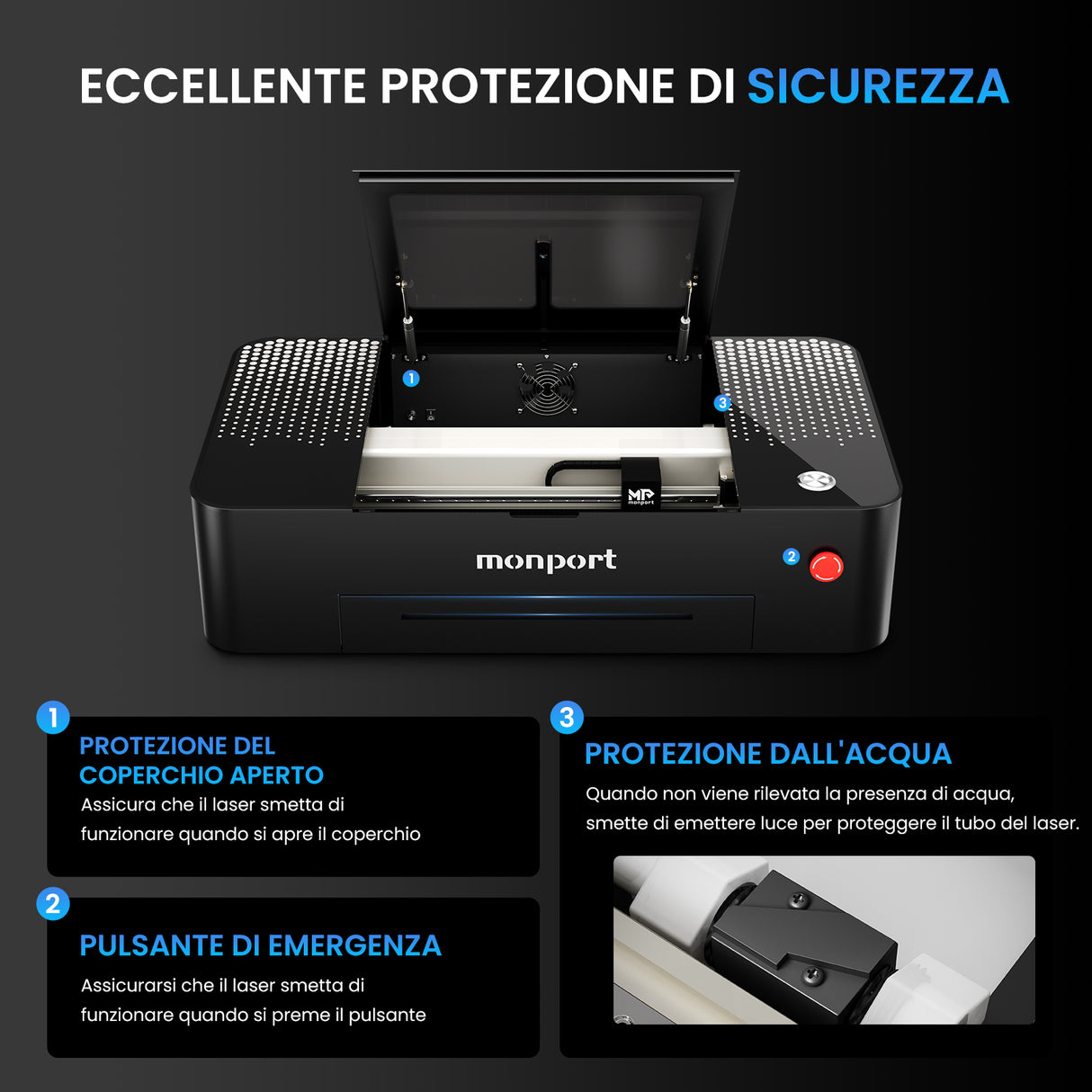 La macchina da intaglio a laser multifunzione MONPORT ONYX 55W (460mm* 280 mm)