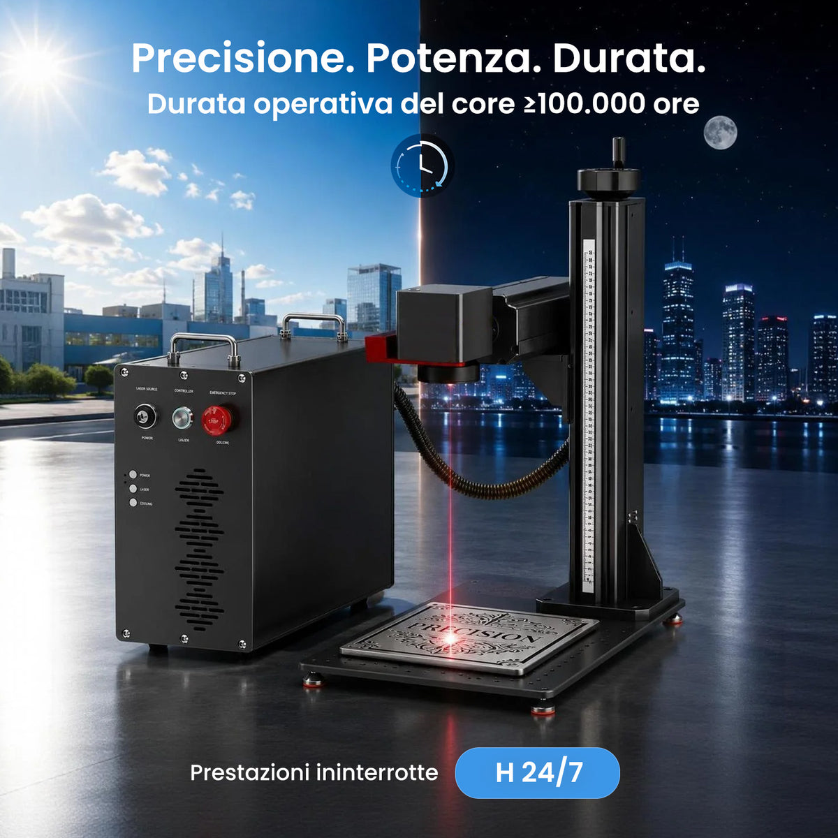 Monport GPro Vision 100W Laser per incisione e marcatura in fibra MOPA Split con Visione Intelligente 16MP e Messa a fuoco automatica