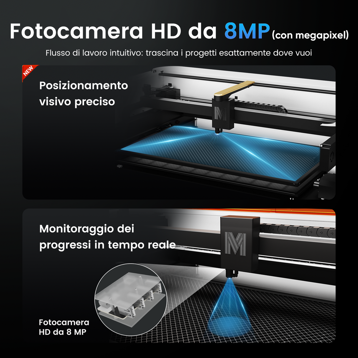 Monport Mega Lite: 70W Incisore da Scrivania con Lightburn Core – Potenza e Precisione