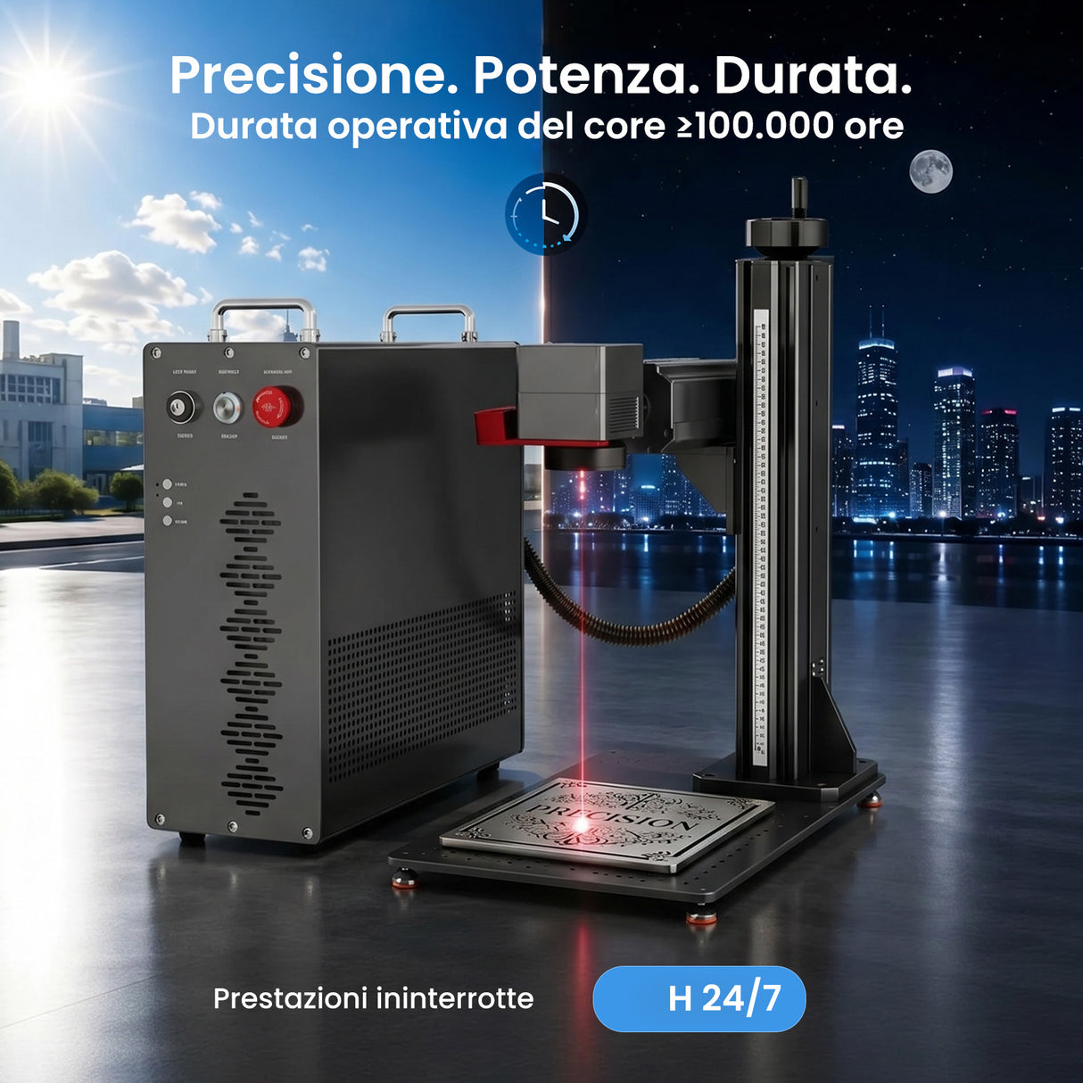 Monport GPro Vision 200W Laser per incisione e marcatura in fibra MOPA Split con Visione Intelligente 16MP e Messa a fuoco automatica