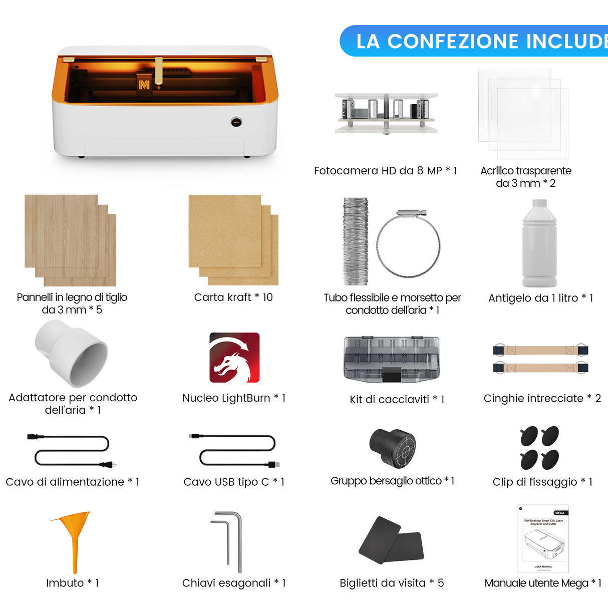 Monport Mega Lite: 70W Incisore da Scrivania con Lightburn Core – Potenza e Precisione