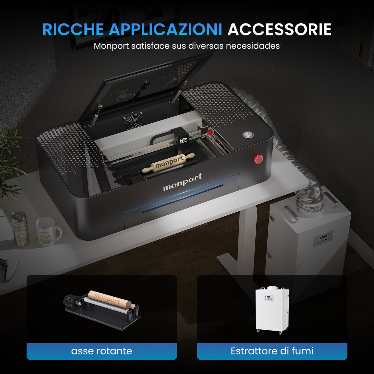 La macchina da intaglio a laser multifunzione MONPORT ONYX 55W (460mm* 280 mm)