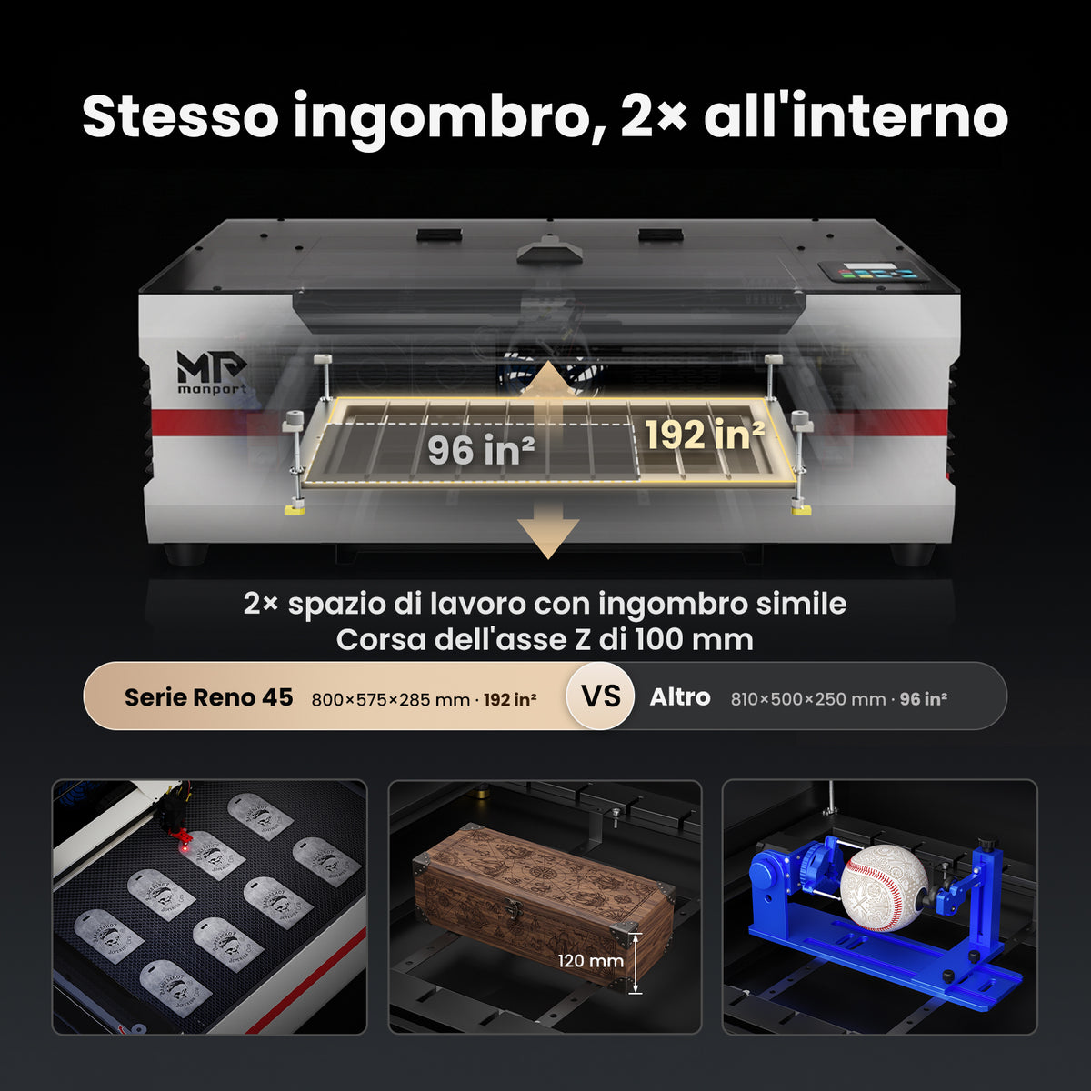Monport Reno45 Pro Vision Aggiornato 45W Incisore & Tagliatore Laser CO₂ con Raffreddamento ad Acqua Integrato & Fotocamera HD da 8 MP