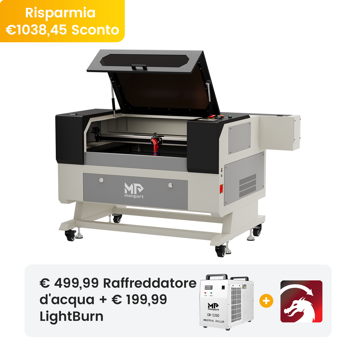 Smussatrici e tagliatrici a laser con una sola porta da 90W (500x700mm), rinforzate e montate automaticamente