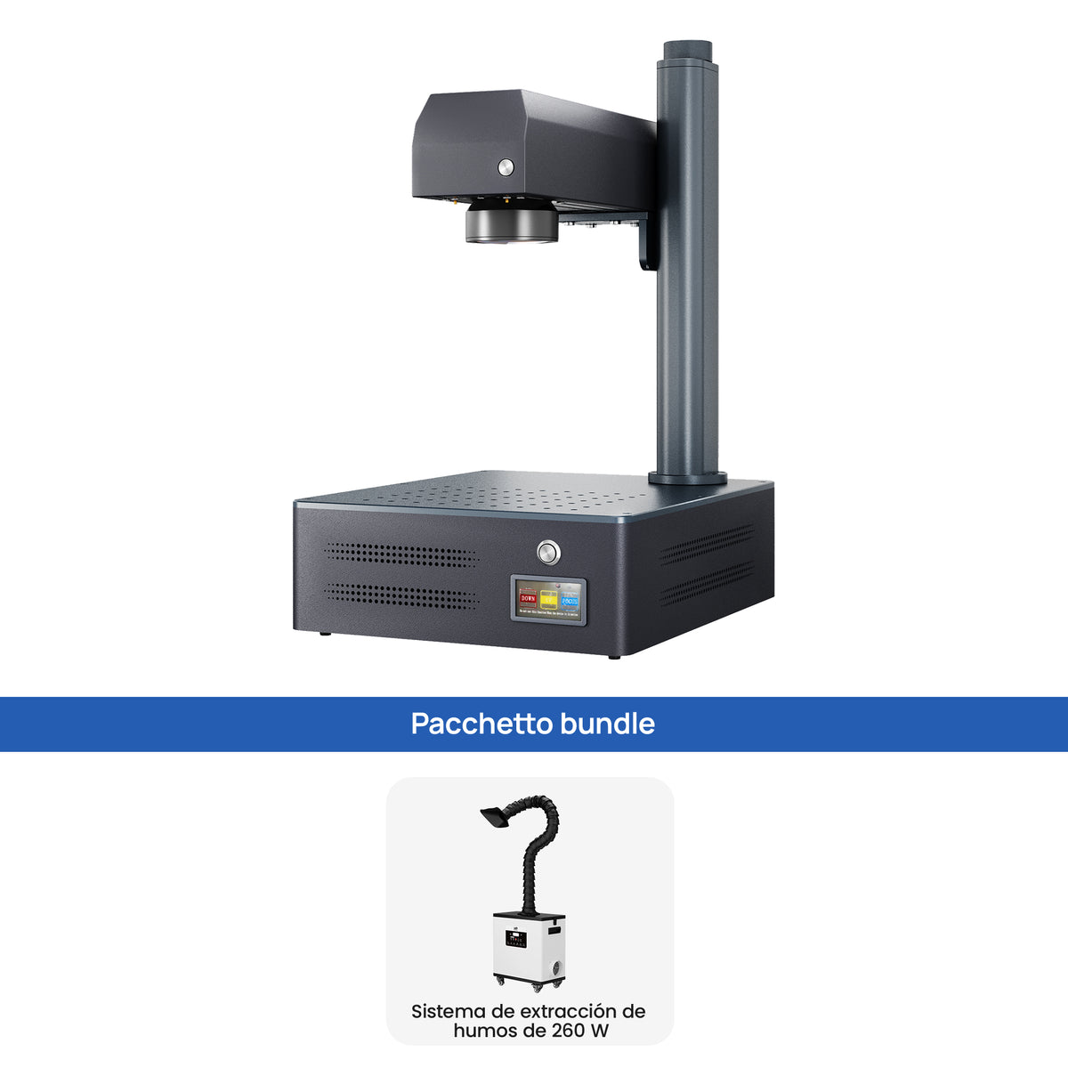 Macchina per incisione e marcatura laser a fibra integrata Monport GM 30W Pro con messa a fuoco automatica - Macchina