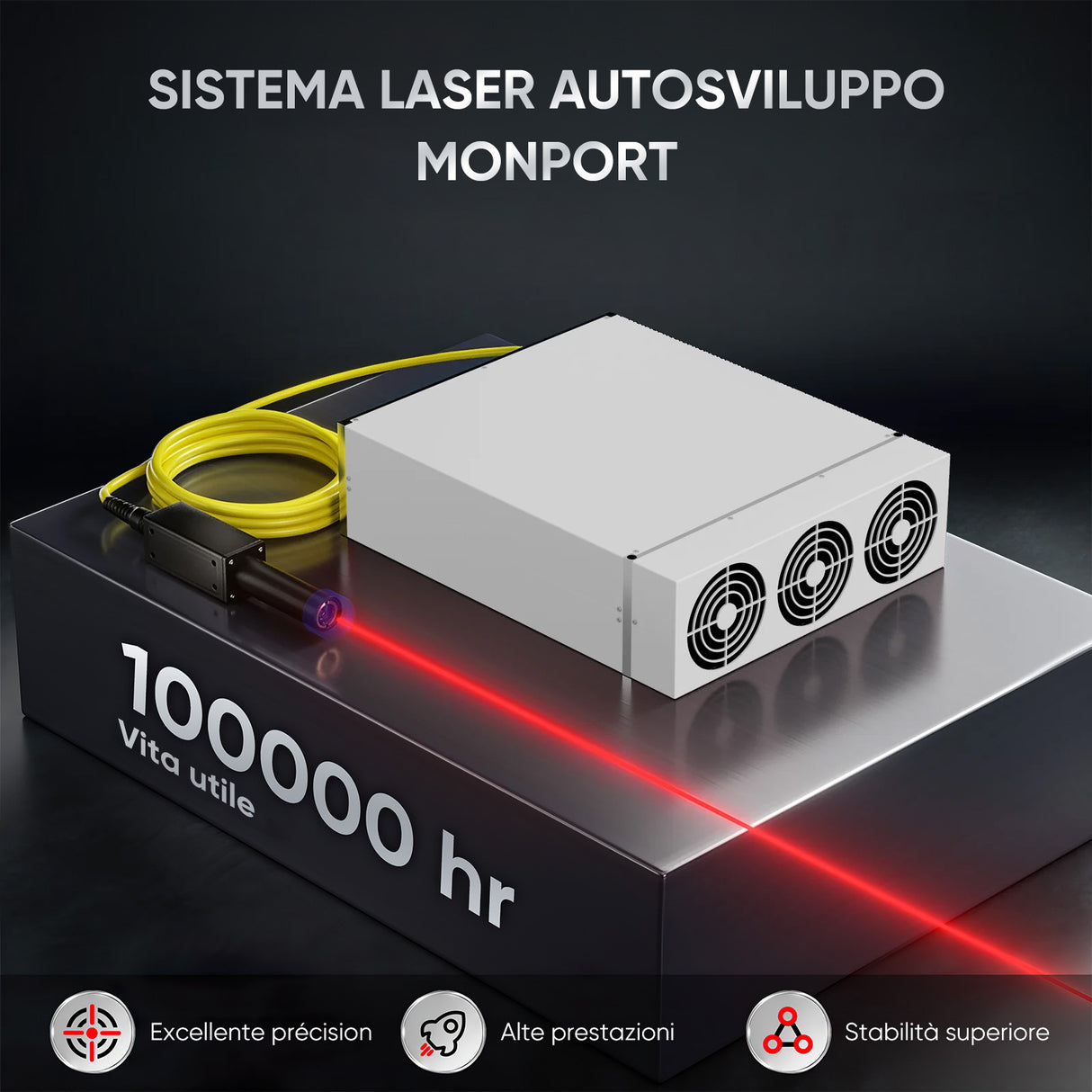 Monport 100W (175 x 175 mm)GPro MOPA laser a fibre ottiche