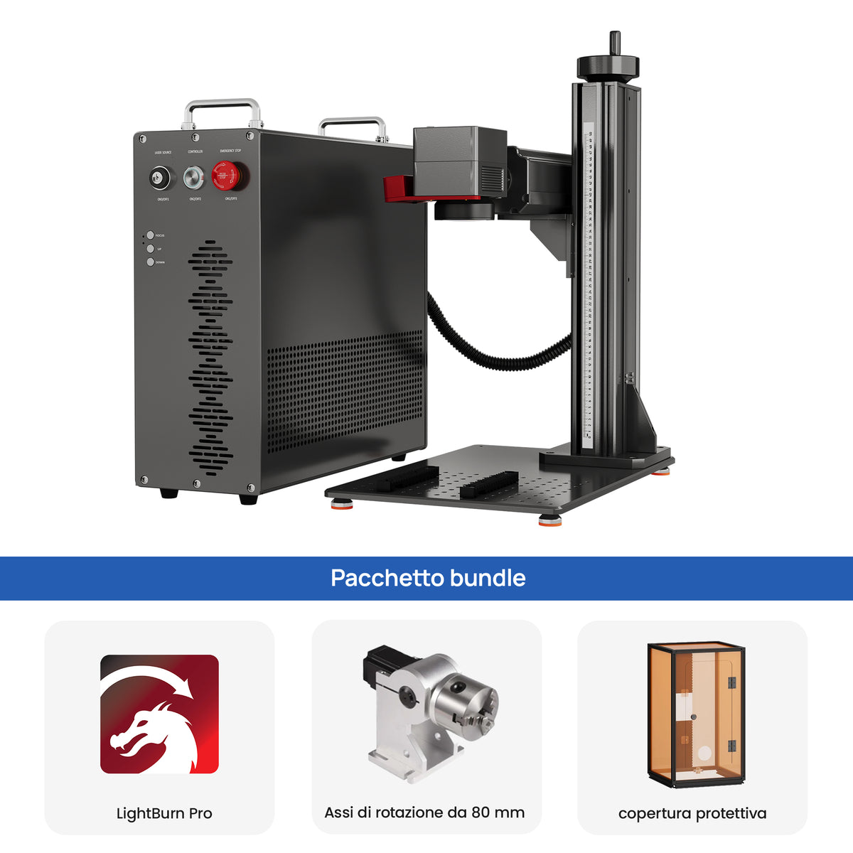 Monport GPro Vision 200W Laser per incisione e marcatura in fibra MOPA Split con Visione Intelligente 16MP e Messa a fuoco automatica