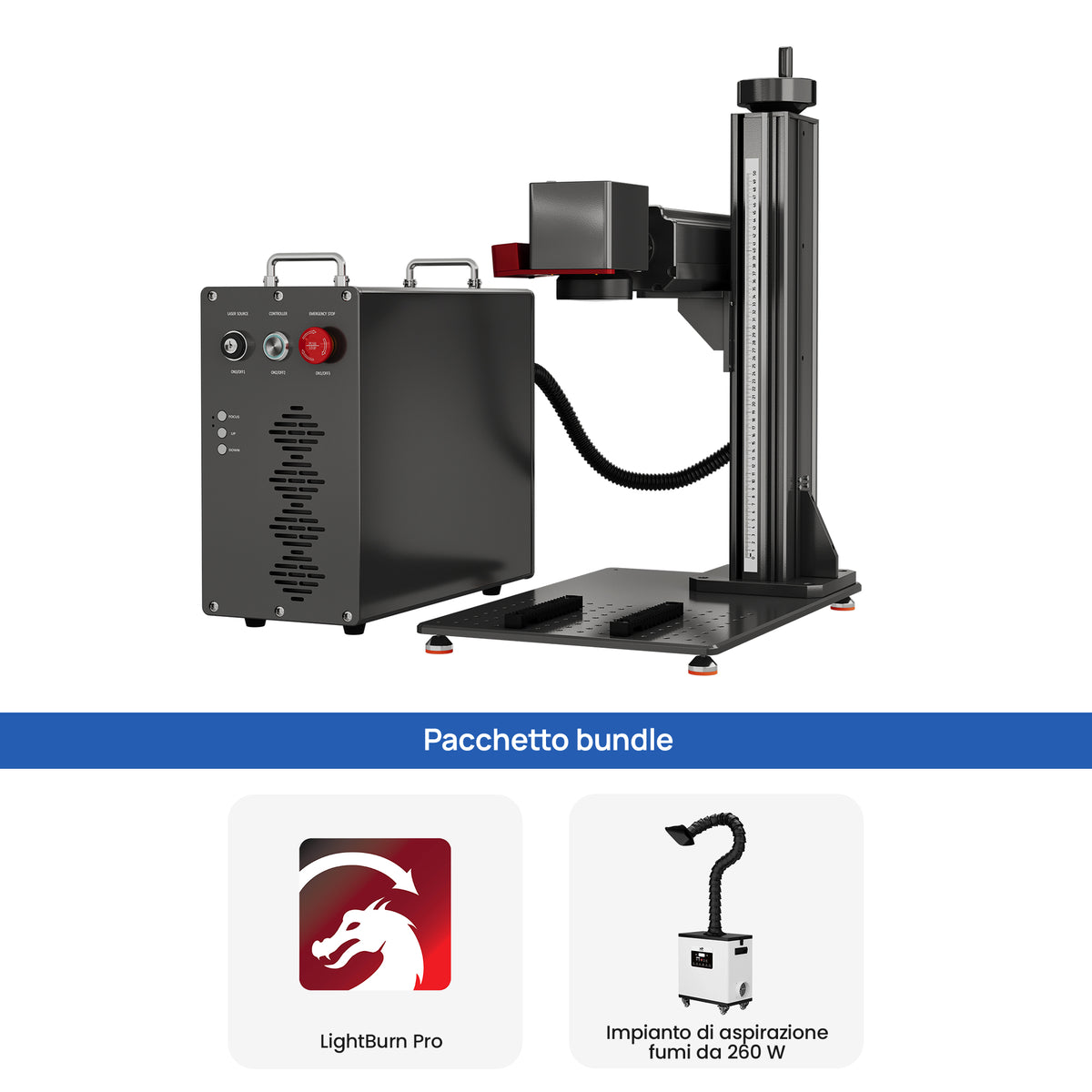Monport GPro Vision 100W Laser per incisione e marcatura in fibra MOPA Split con Visione Intelligente 16MP e Messa a fuoco automatica