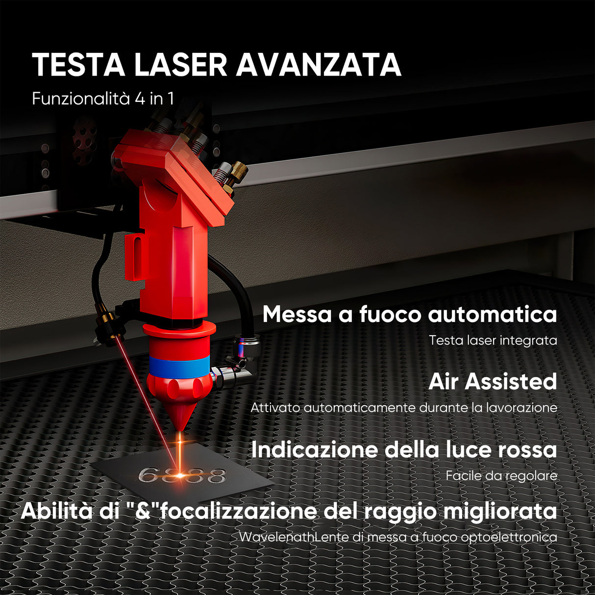 Smussatrici e tagliatrici a raggi laser a 80W CO2 (500x700mm), rinforzate e montate automaticamente