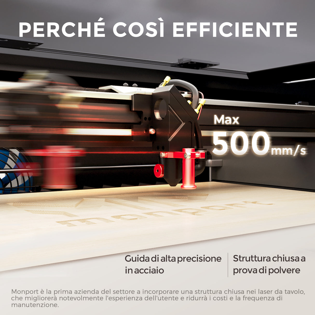 Incisore e taglierina laser CO2 da tavolo Monport Reno45 da 45W (16" X 12") con nuovissima messa a fuoco semi-automatica