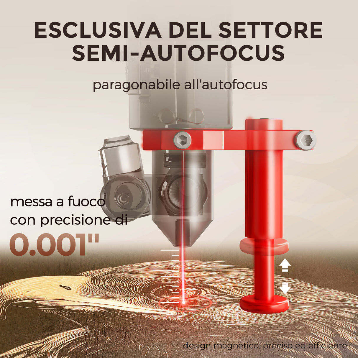 Monport Reno45 Pro Vision 45W Incisore e Cutter CO2 da Scrivania (16" X 12") con Fotocamera HD da 8MP e Messa a Fuoco Automatica Assistita Magneticamente