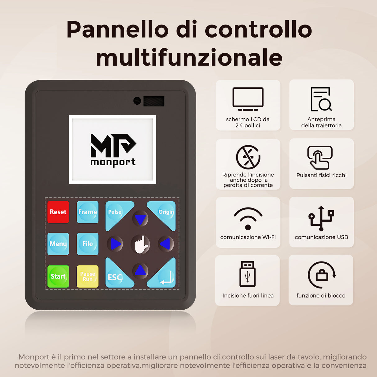 Incisore e taglierina laser CO2 da tavolo Monport Reno45 Pro da 45 W (16" X 12") con nuovissima messa a fuoco semi-automatica