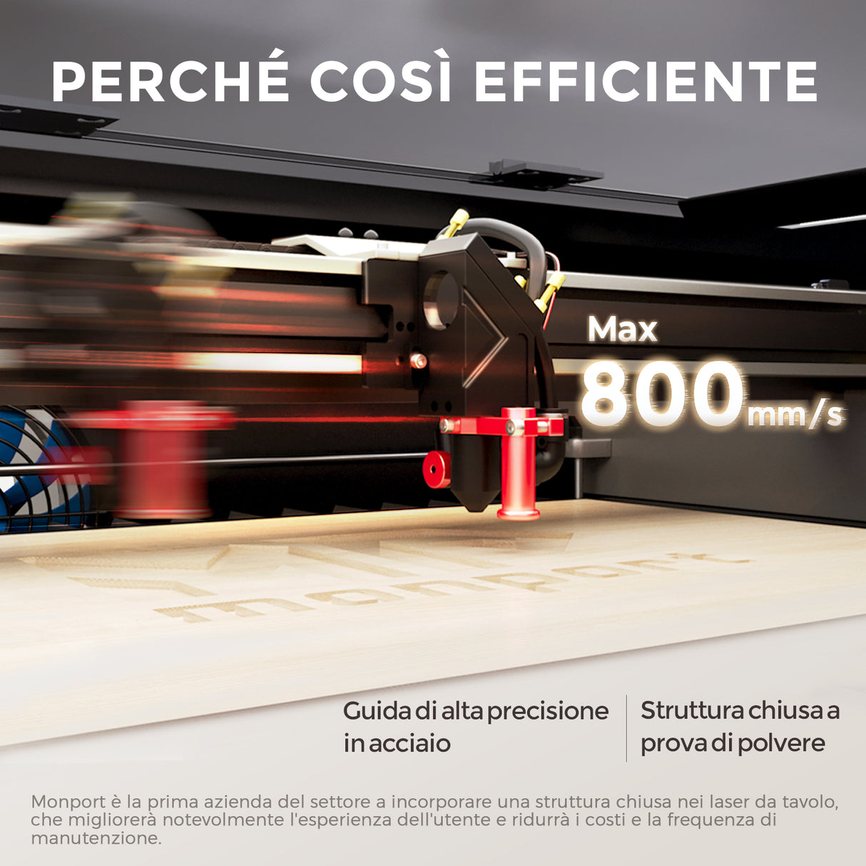 Incisore e taglierina laser CO2 da tavolo Monport Reno65 Pro 65W (24“ X 16”) con nuovo controller DSP e semi-autofocus