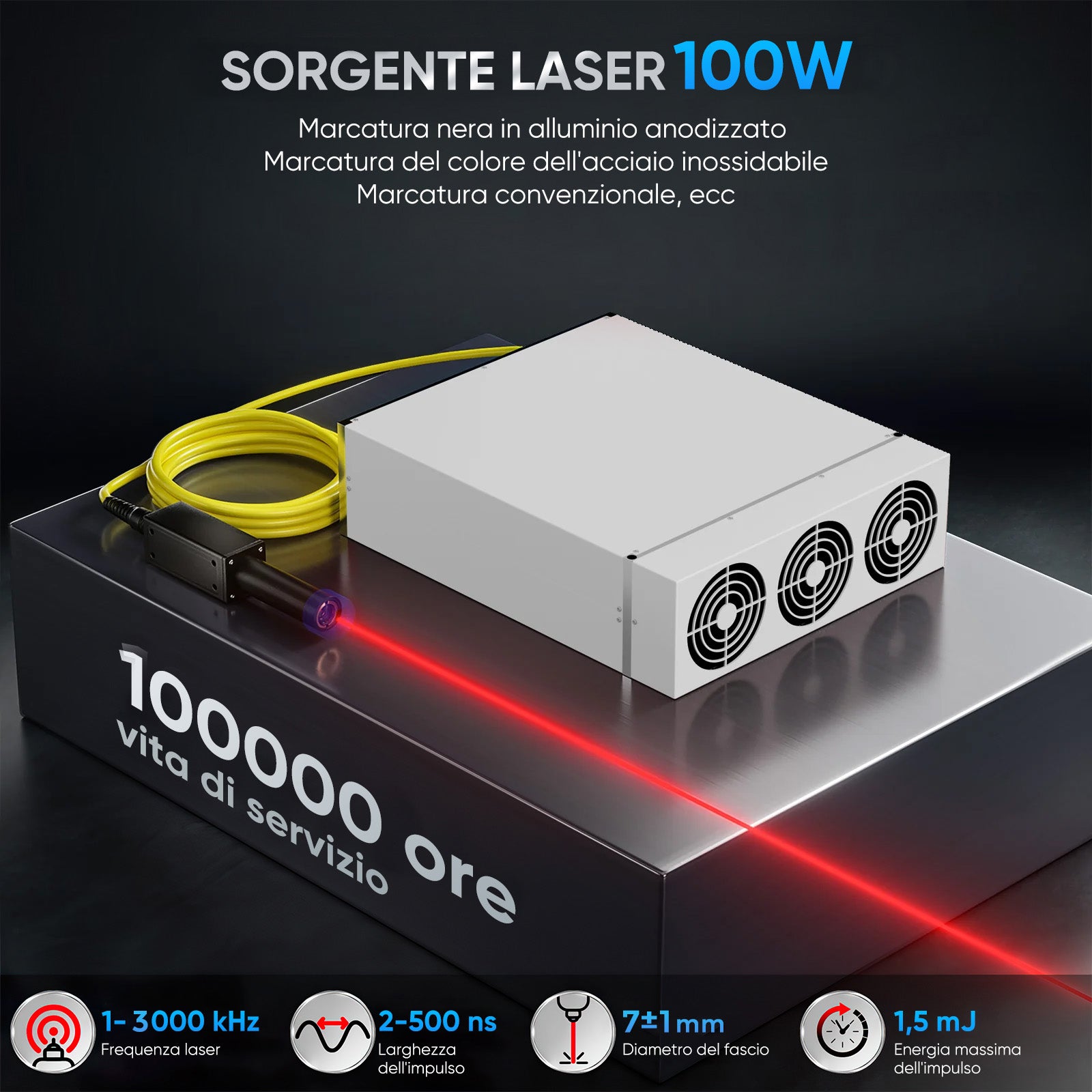 Monport GA migliora la macchina di incisione e di marker con un laser a fibre ottiche MOPA integrato a 100W con connessioni automatiche