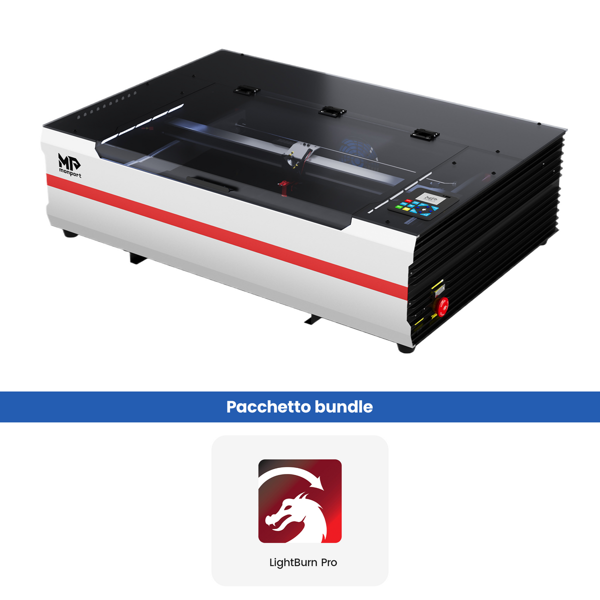 Incisore e taglierina laser CO2 da tavolo Monport Reno65 Pro 65W (24“ X 16”) con nuovo controller DSP e semi-autofocus