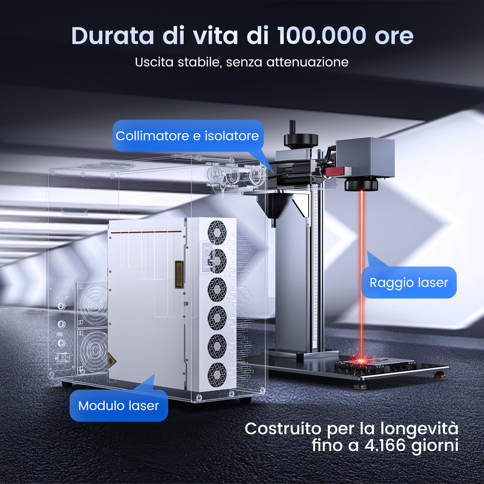 Monport GT 200W Split MOPA & Incisore laser a fibra con messa a fuoco automatica & Macchina per marcatura a colori