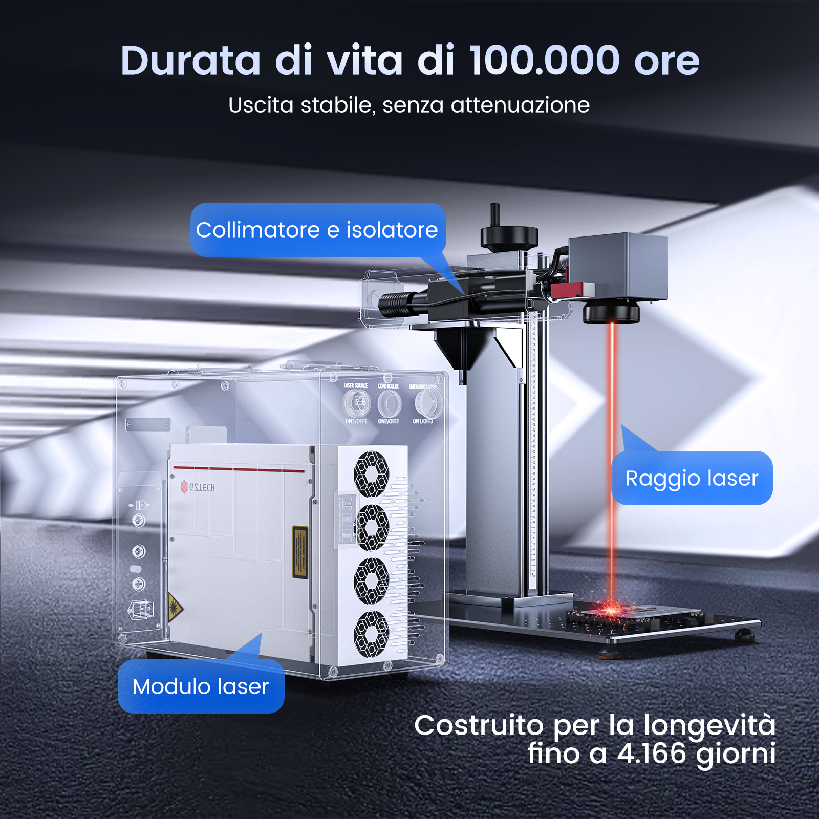 Monport GT 60W Macchina separata per incisione e marcatura a colori con laser a fibra MOPA e messa a fuoco automatica