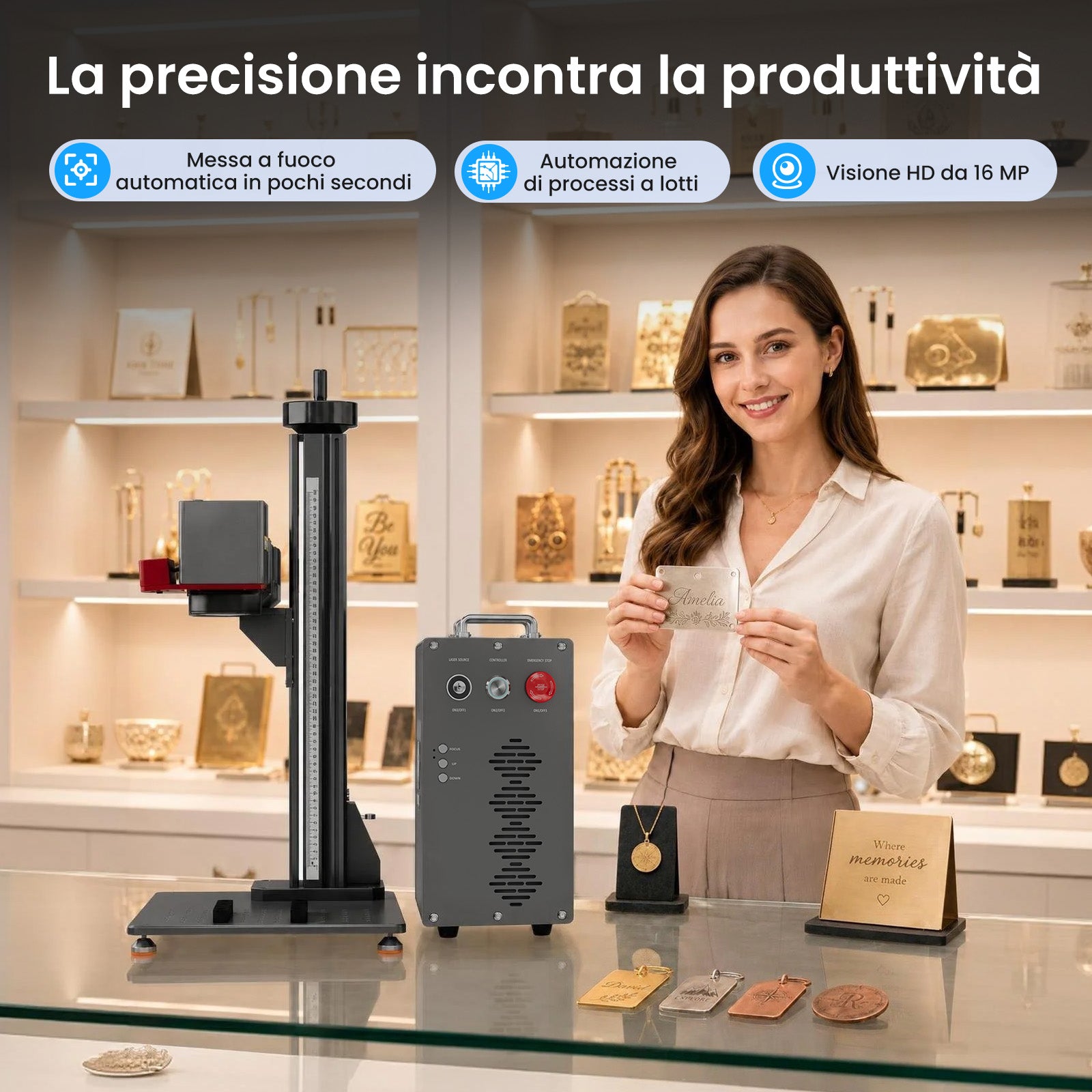 Monport GPro Vision 60W Laser per incisione e marcatura in fibra MOPA Split con Visione Intelligente 16MP e Messa a fuoco automatica
