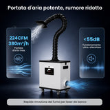 Monport Aspiratore fumi laser 260W con sistema di filtrazione a 4 stadi – Per macchine incisori laser CO₂ e a fibra