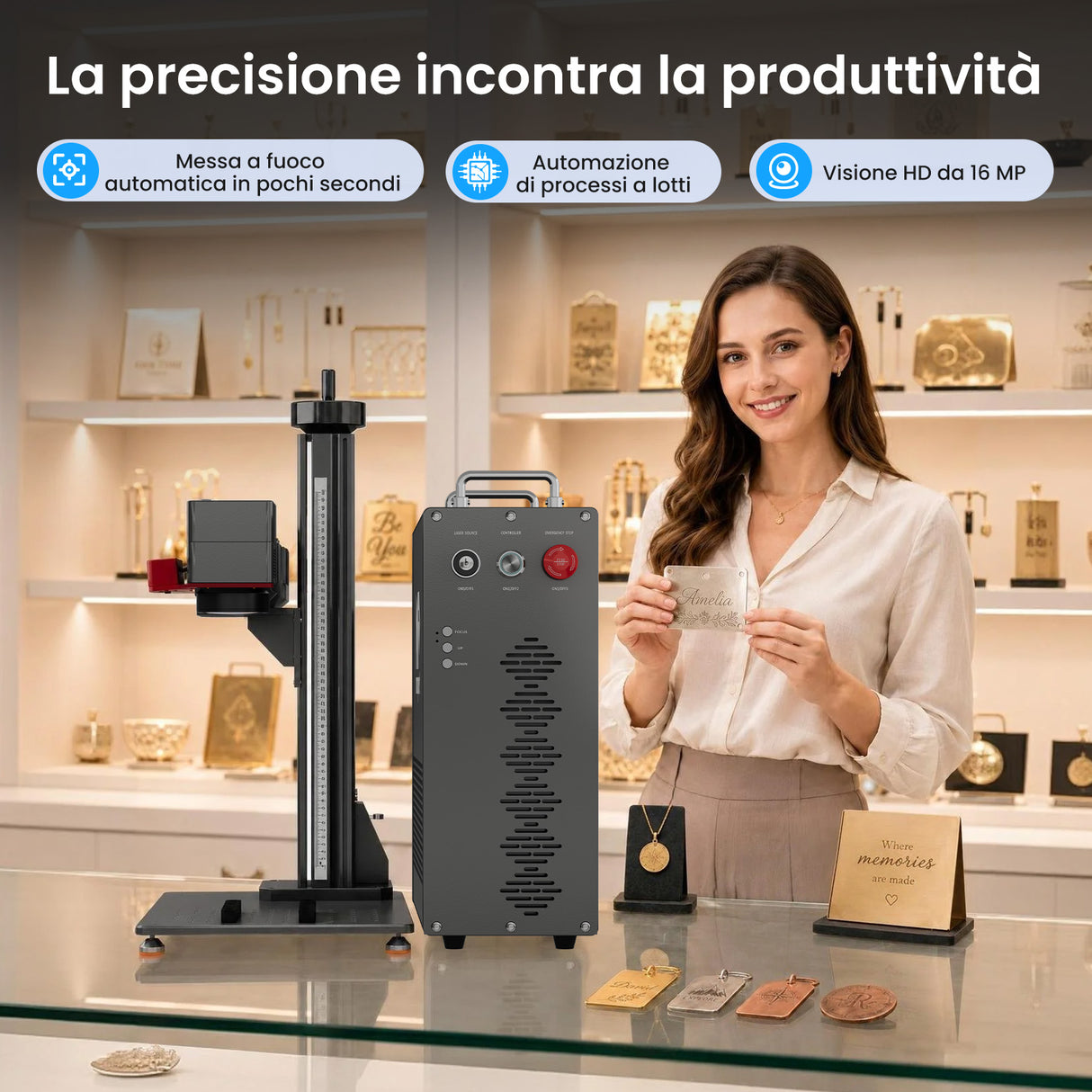 Monport GPro Vision 200W Laser per incisione e marcatura in fibra MOPA Split con Visione Intelligente 16MP e Messa a fuoco automatica