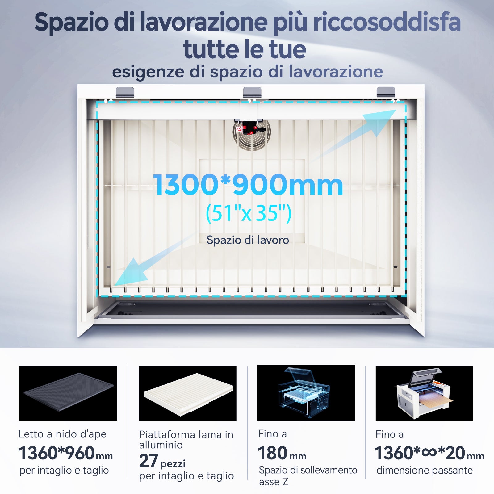 Incisore e tagliatrice laser CO2 Monport Effi 13S 130W aggiornato con messa a fuoco automatica e raffreddamento ad acqua integrato