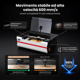 Monport Reno45 Pro Vision Aggiornato 45W Incisore & Tagliatore Laser CO₂ con Raffreddamento ad Acqua Integrato & Fotocamera HD da 8 MP