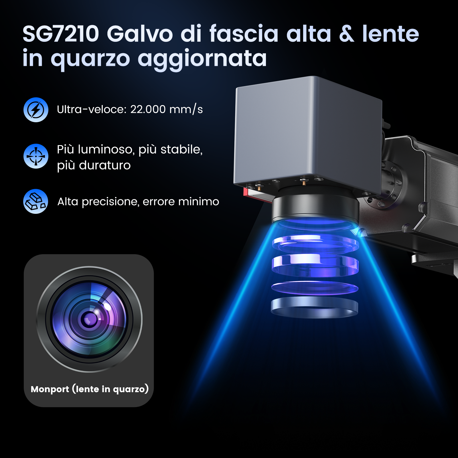 Monport GT 200W Split MOPA & Incisore laser a fibra con messa a fuoco automatica & Macchina per marcatura a colori