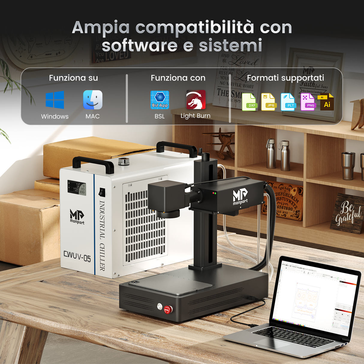 Macchina per incisione e marcatura laser UV Monport GM 6W