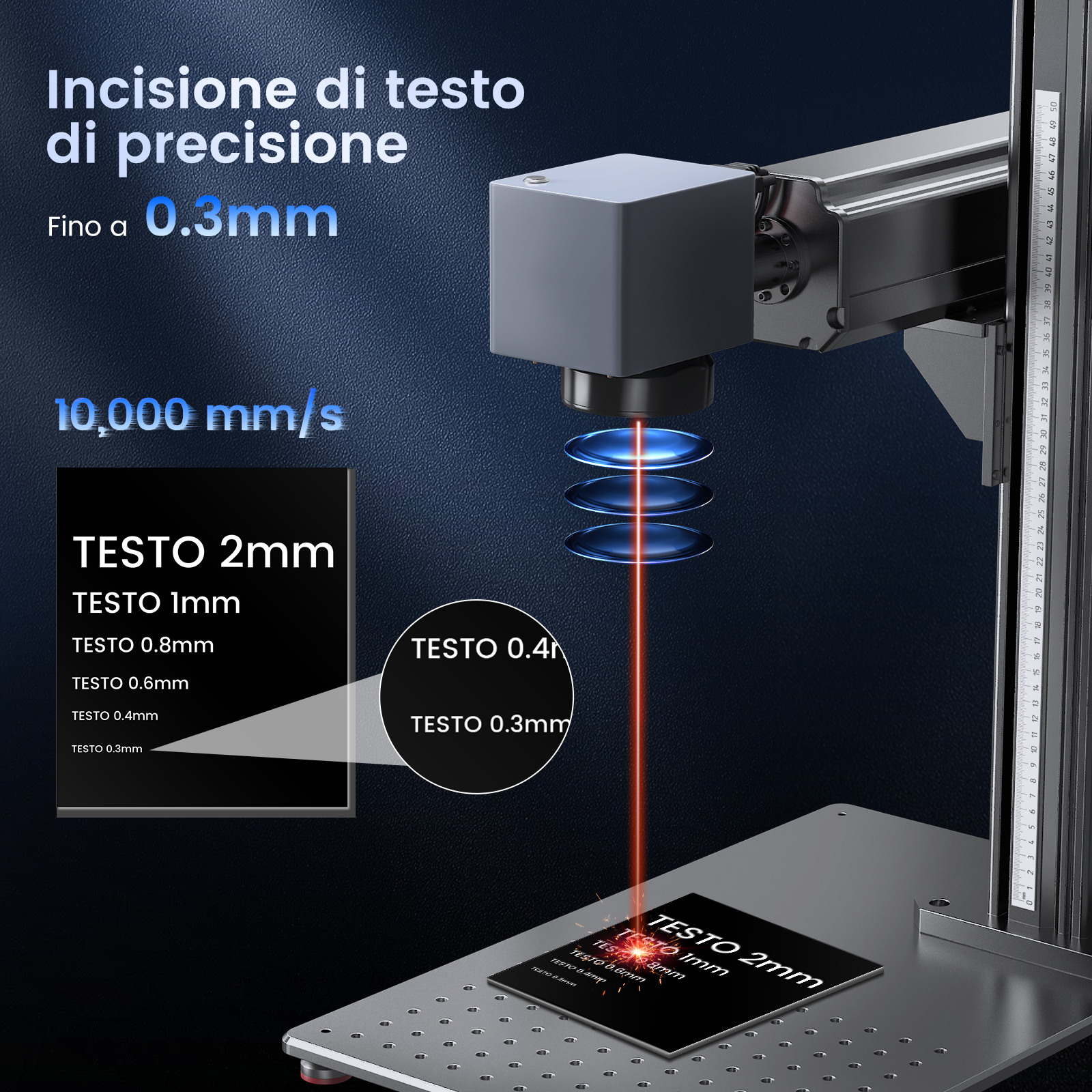 Monport GT 60W Macchina separata per incisione e marcatura a colori con laser a fibra MOPA e messa a fuoco automatica