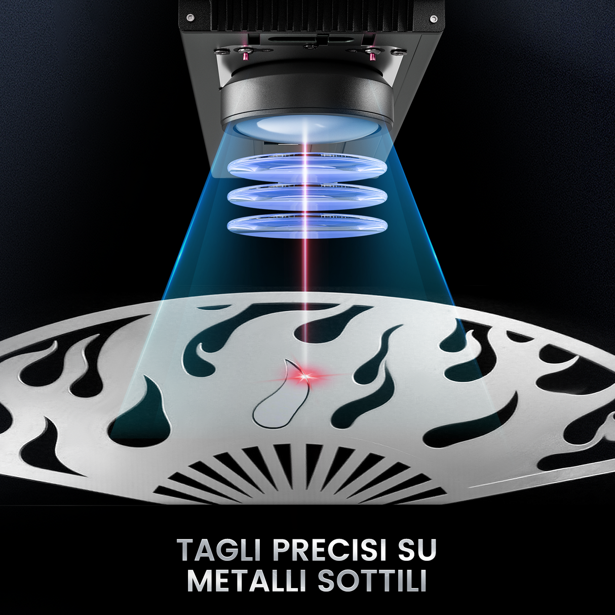 Macchina per incisione e marcatura laser in fibra MOPA integrata Monport GM 60W Pro con messa a fuoco automatica