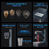 Macchina per marcatura e incisione laser a fibra integrata Monport GM 20W Pro con messa a fuoco automatica - Macchina