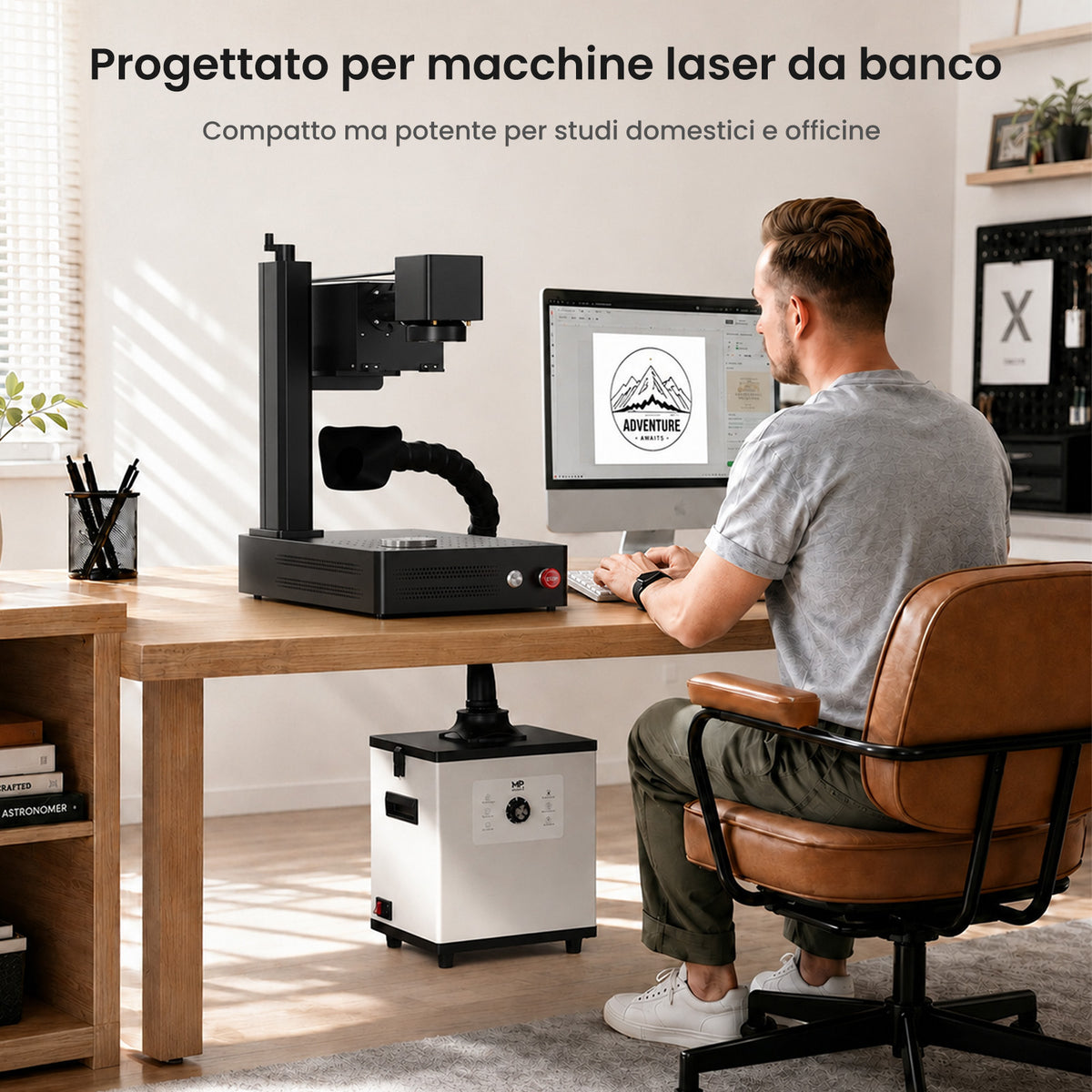 Monport Aspiratore Fumi Laser 200W con Filtrazione a 4 Strati per Incisori Laser CO2 e Fibra