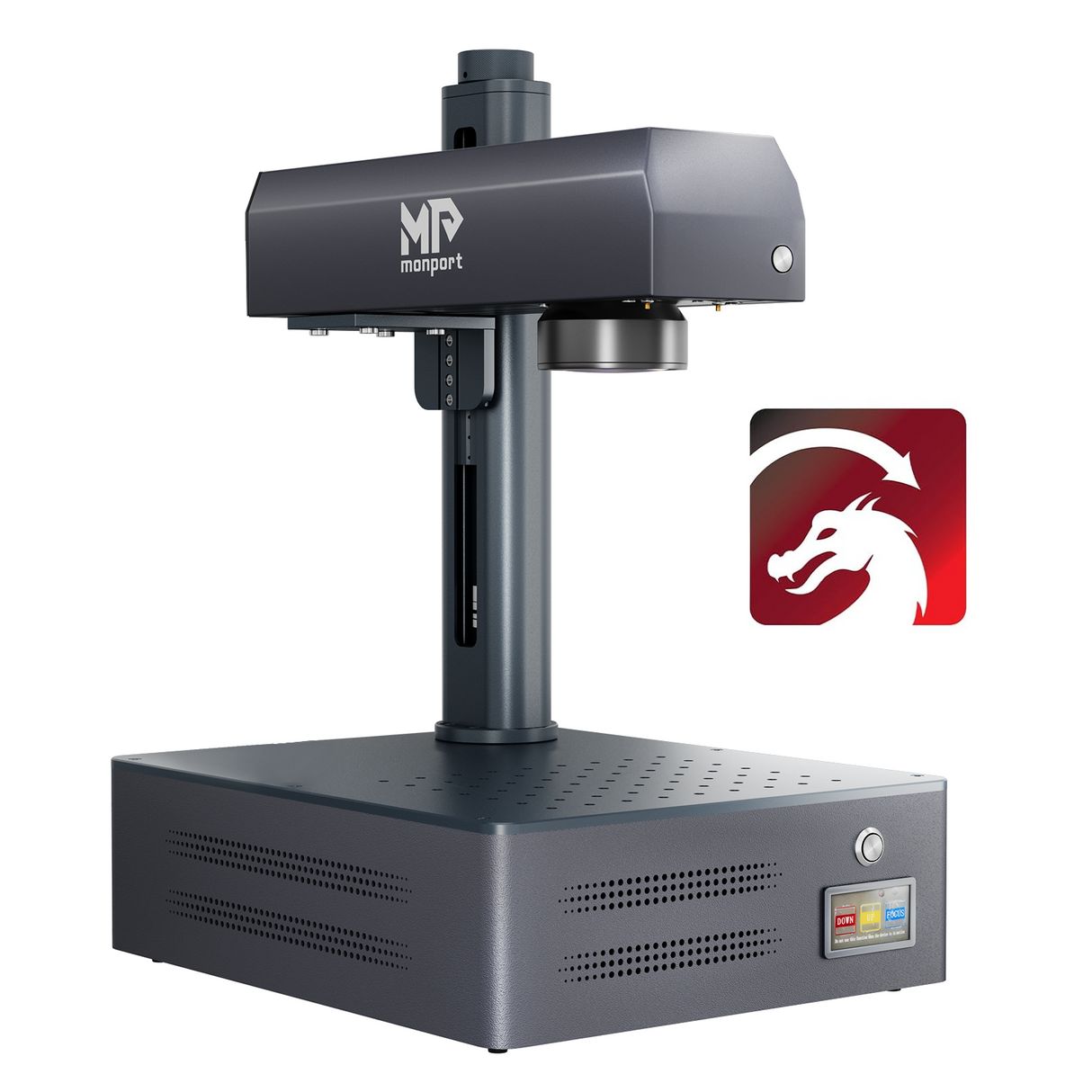 Macchina per incisione e marcatura laser a fibra integrata Monport GM 50W Pro con messa a fuoco automatica - Macchina